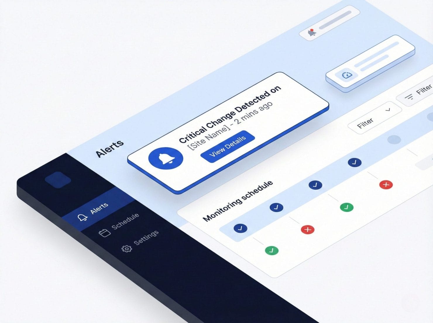 Isometric illustration showing overwhelmed figures surrounded by excessive warning notifications and alert badges on floating UI cards