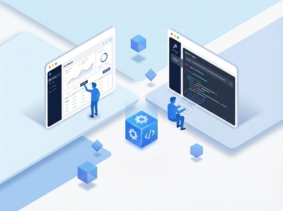 Minimalist software interface showing multiple windows without text labels or cube elements