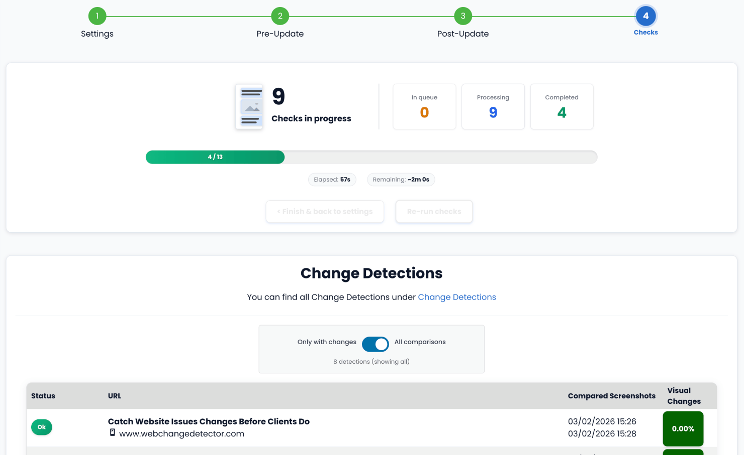 Take Post Update Screenshots And Check For Differences