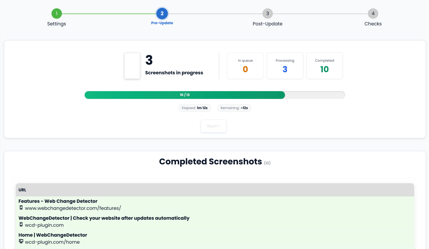 Taking Pre Update Screenshots