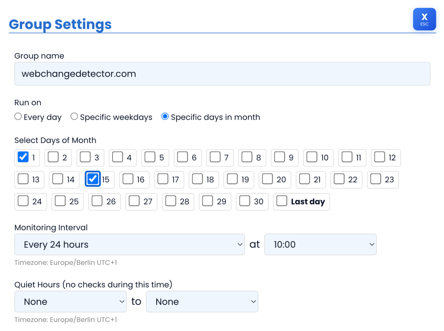 Wcd Select Montly Days For Monitoring