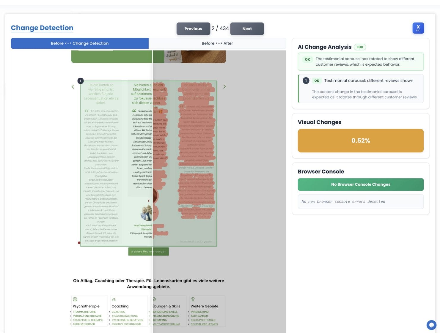 Comparison Popup with AI Analysis Sidebar