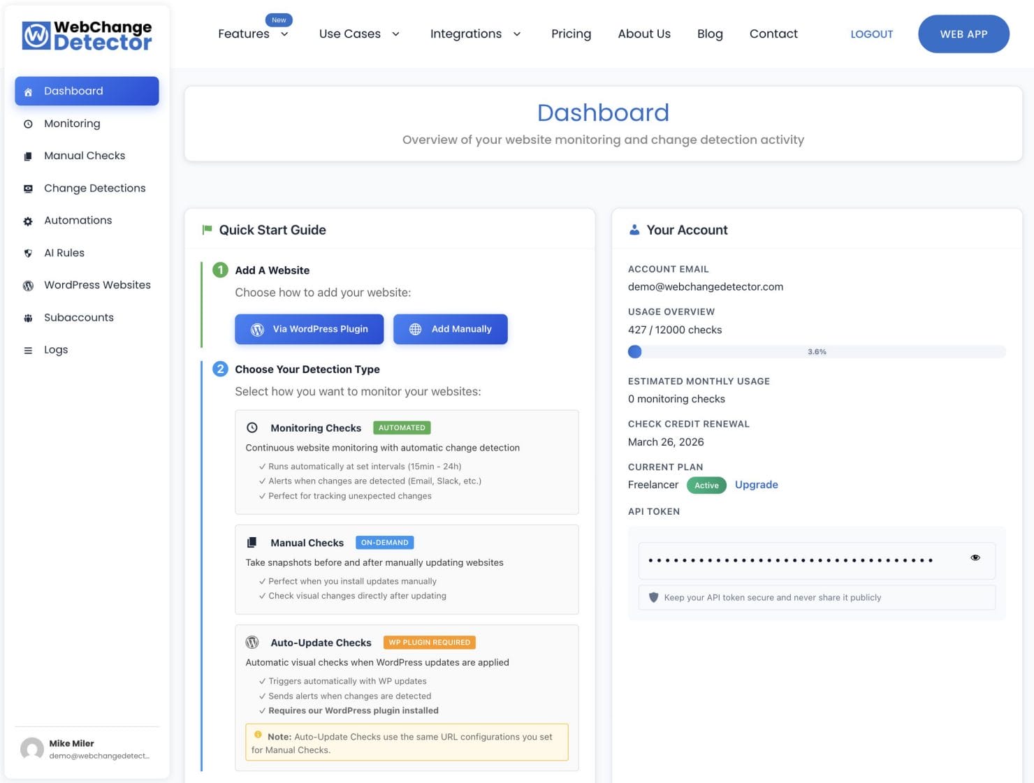 Webapp Dashboard Page