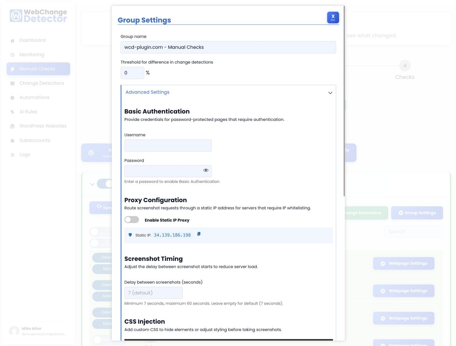 Webapp Group Settings Of Manual Group