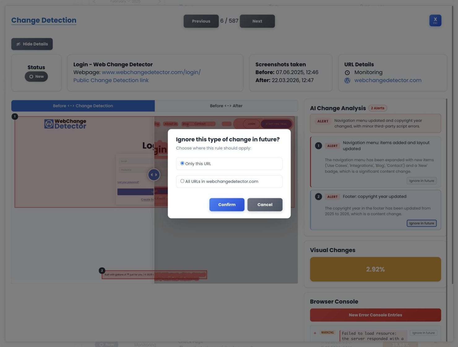 Creating an AI Feedback Rule to ignore a change type in future