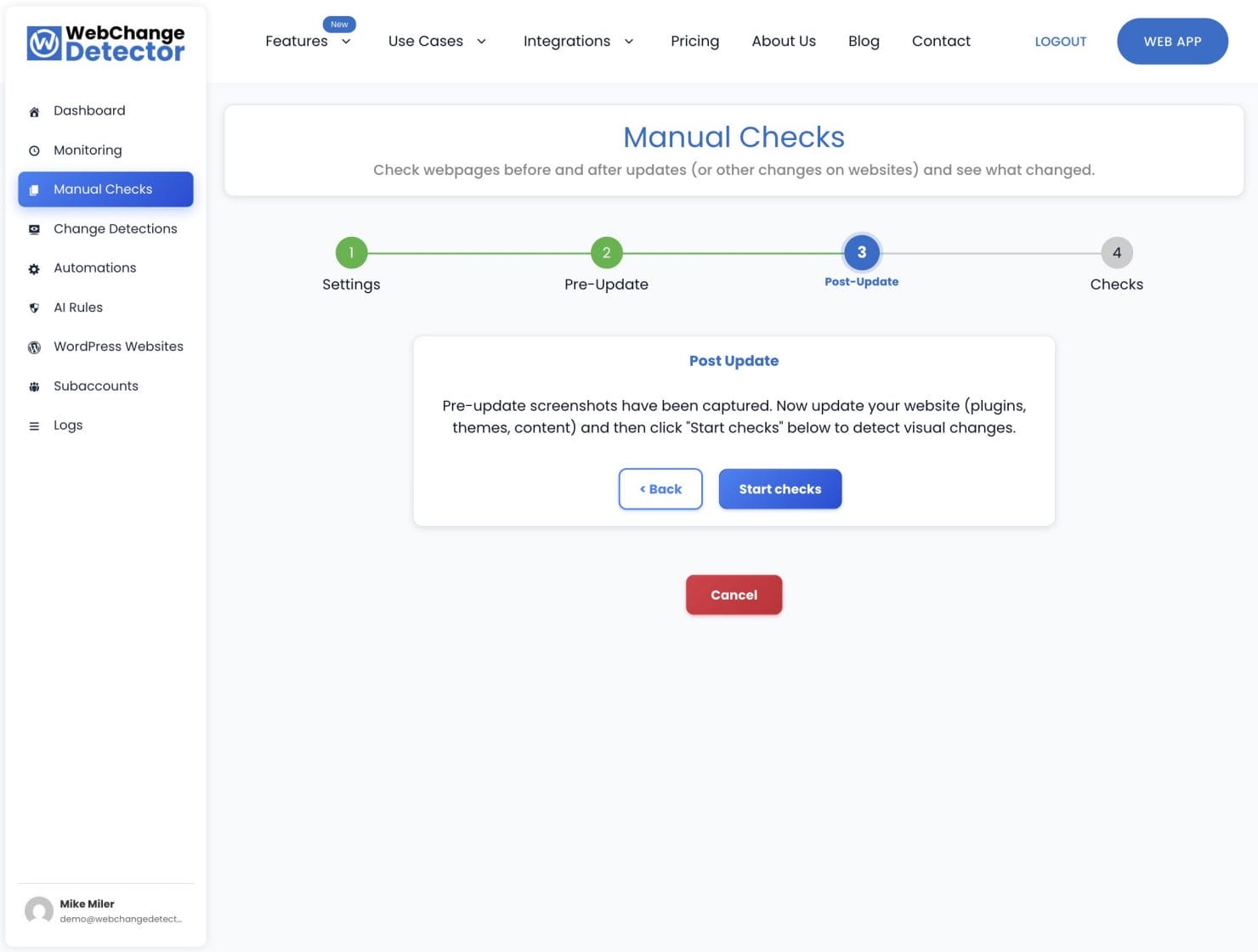 Webapp Manual Checks Make Updates And Start Post Screenshots Step 3