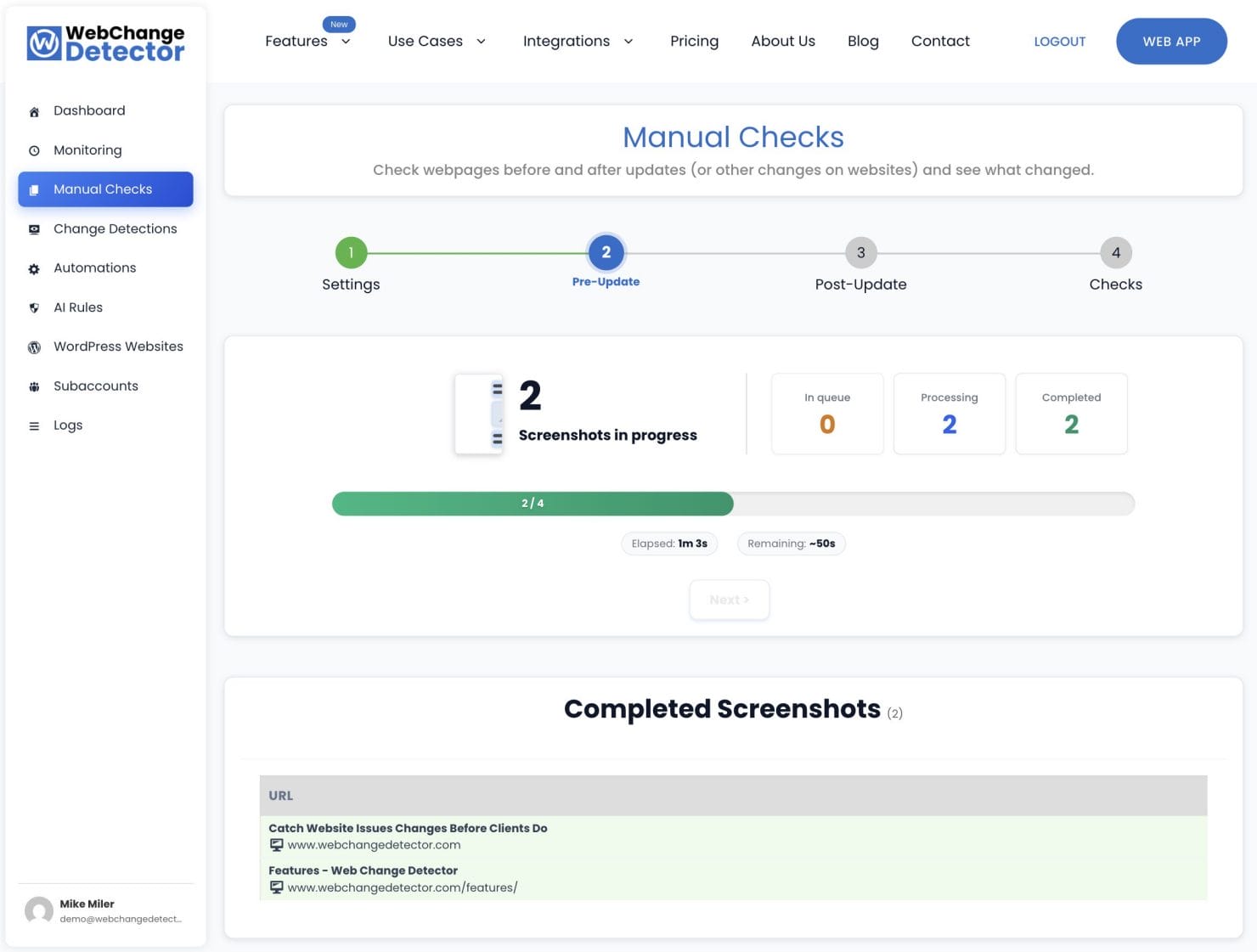 Webapp Manual Checks Taking Pre Update Screenshots Step 2